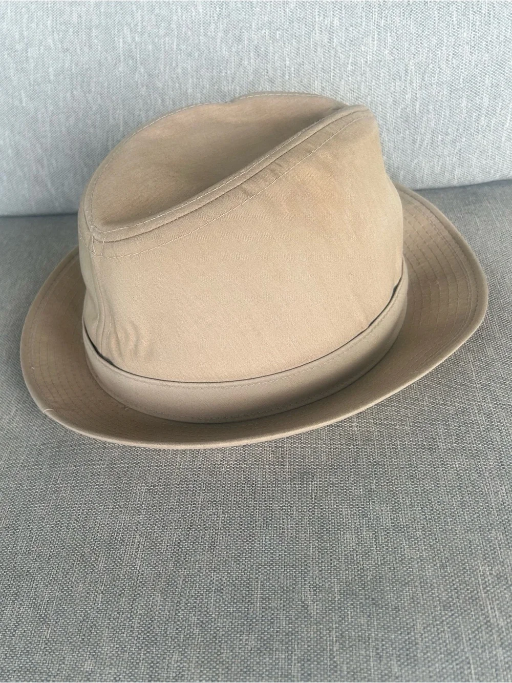 Vintage London Fog Natural Khaki Cotton Canvas Fedora Hat Fitted 7 1/4 L3110